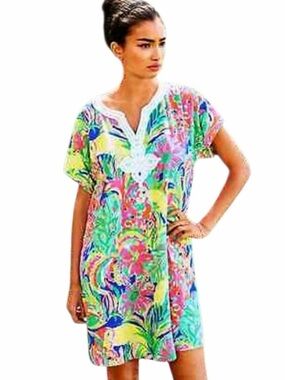 Lilly Pulitzer Harlow Tunic Dress in Casa Banana resort wear vacation Size Small